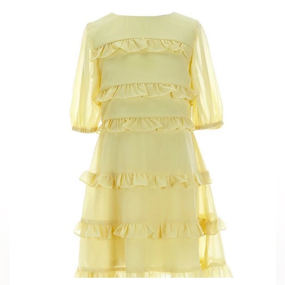 NEW GB Girls Tiered Ruffle Yellow Dress Girls size 12 NWT